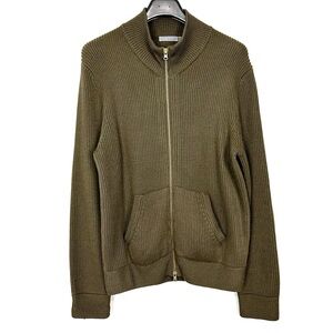 Vince 100% Wool Zip Cardigan Men’s Size L Sweater Jacket Ribbed Knit Pockets